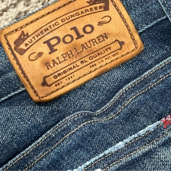 👖🪡 POLO RALPH LAUREN Tompkins Skinny Patch Jeans | Women’s Size 26 Distressed - Picture 4 of 8